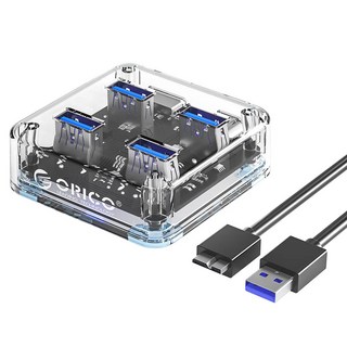 오리코 4포트 무 앤 유전원 겸용 USB3.2 USB허브 MH4UC-U3, 투명(MH4UC-U3-05), 1개