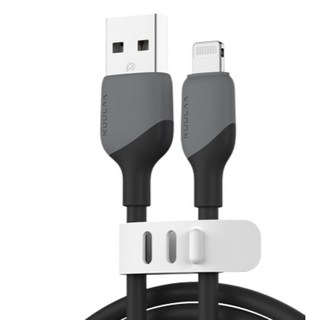 Gangjeong Life 2.4 A型-Apple 8pin一體式矽膠MFI快速充電線, 1個, 黑色, 2m