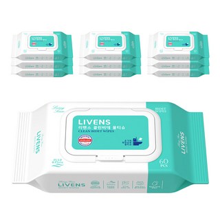 리벤스 소프트 클린 화장실 비데 물티슈 캡형, 55g, 60개입, 10개