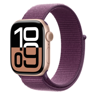 Apple 애플워치 10 GPS+Cellular, 42mm, 알루미늄, 로즈 골드 / 플럼 스포츠 루프, Loop