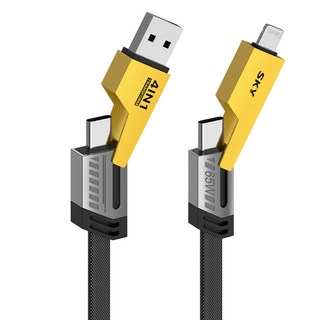 SKY 비트 65W PD 4in1 1M 갤럭시 아이폰 노트북 충전 케이블 BC4X65, 하니비, 1개