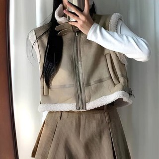 비비에모 브리즈 하이넥 무스탕 조끼 08648