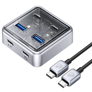 오리코 USB 3.0 Type-C 2포트 무전원 유전원겸용 USB3.2 Gen2 10Gbps 허브 XHJ2U2C-G2-05 1m, 1개