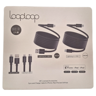 LoopLoop 磁吸式MFI認證充電傳輸線2入組 2m iPhone/iPad/iPod適用, 1組, ML-22101