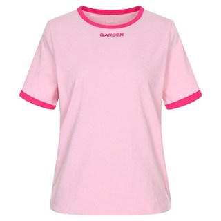 올리브데올리브 여성용 자수 포인트 슬림 배색 면 티셔츠