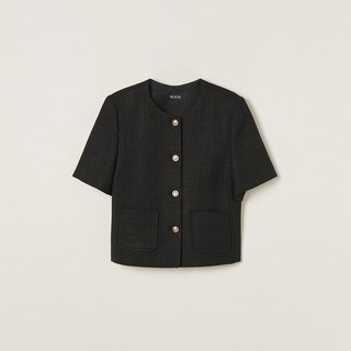 로엠 여성용 칼라리스 트위드 반팔자켓