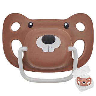 스펙트라 유아용 애니멀 프렌즈 쪽쪽이 + 소독케이스 세트, 6개월 이상, 비버, 1세트