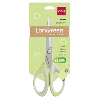 델리 LONGREEN 중형 문구 사무 소프트그립 재단 양손가위, 그린, 1개