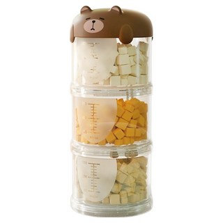 파스텔펫 강아지 휴대용 사료 간식통 3단, 브라운, 1개, 150ml