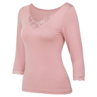 크리비아 여성용 장미 모티프 라이오셀 간절기 7부 내의 상의