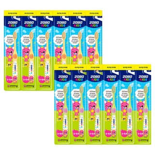 2080 부드러운 초미세모 2스텝 핑크퐁 유아 칫솔 2종 x 6p 세트, 혼합색상, 1세트