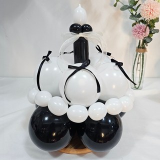 올리브파티 풍선 케이크 모자 만들기 DIY 패키지 세트, 블랙화이트, 1세트