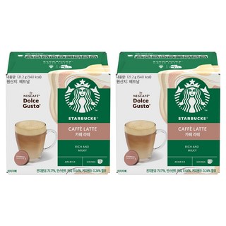 STARBUCKS 星巴克 Dolce Gusto 膠囊咖啡 拿鐵咖啡款, 10.1g, 12顆, 2盒