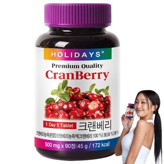 홀리데이즈 프리미엄 크랜베리 타블렛, 90정, 1개