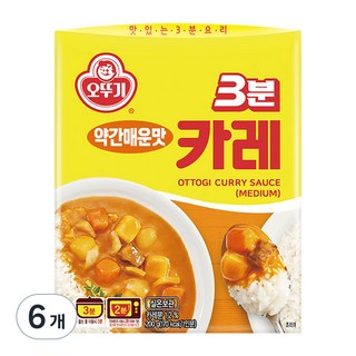 오뚜기3분 카레 약간매운맛, 200g, 6개