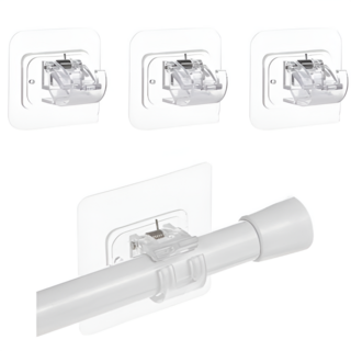 리빙홈디테일 홈 접착형 압축봉 ABS 지지대, 투명, 4개