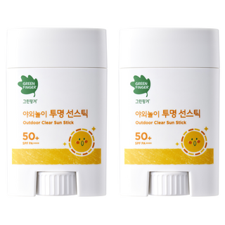 그린핑거 야외놀이 투명 선스틱 SPF50+ PA++++, 20g, 2개