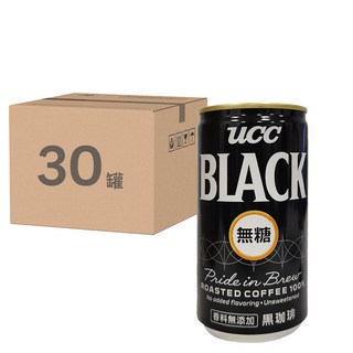 UCC BLACK 無糖咖啡飲料,日本原裝進口,濃醇香氣提升1.2倍,30罐, 185g