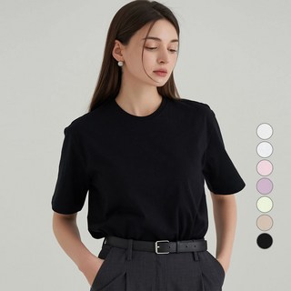 ELLE PARIS 베이직 라운드넥 순면 반팔 티셔츠