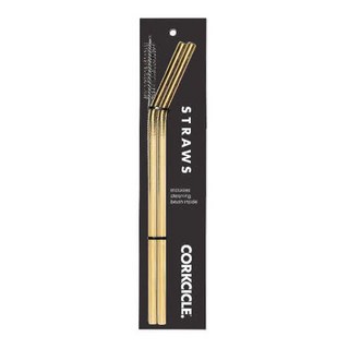 CORKCICLE. 酷仕客 不鏽鋼吸管2入組, 圓口不刮嘴 弧形防滑螺紋 附尼龍清潔刷, 2入, 1組