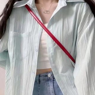 肌理感寬鬆透氣防曬襯衫, 淺藍色