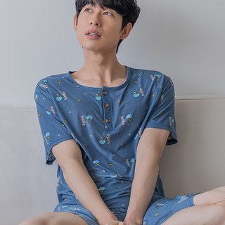 민트코코아 남성용 쿨 냉감 잠옷 상하의 세트 낚시놀이