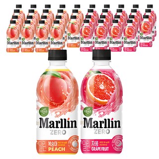자연은 더말린 제로 복숭아 음료 500ml 20p + 자몽 500ml 20p, 1세트, 0.5l
