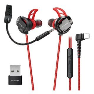 아이리버 C타입 USB 변환젠더 게이밍 이어폰, IGE-C303, 레드