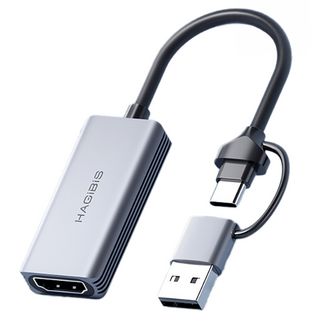 HAGiBiS 海備思 鋁合金 Type-C+USB3.0 雙接頭視訊擷取卡 - 鋁合金外殼, 1080P高清, UHC07, 1個