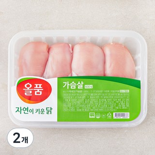 올품 무항생제 인증 자연이키운닭 가슴살 (냉장), 600g, 2팩