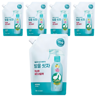 온더바디 코튼풋 발을 씻자 풋샴푸 레몬민트향 에코 리필팩 500ml, 1개입, 5개
