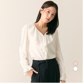 로엠 여성용 레이온 러플 블라우스