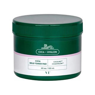 VT COSMETICS 老虎積雪草溫和爽膚棉, BHA成分, 雙面設計, 清潔毛孔, 60ea/130ml, 60片, 1罐