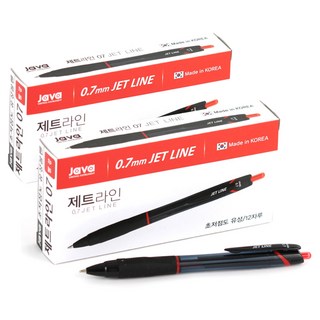 자바펜 제트라인 볼펜 0.7mm, 레드, 24개