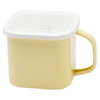 법랑 캐니스터 손잡이 용기 옐로우 1.45L, 13.7cm, 1개