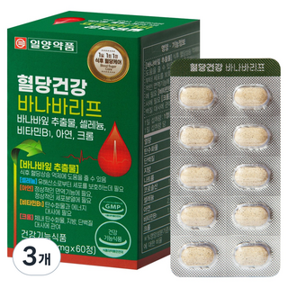 일양약품 혈당건강 바나바리프 식후 혈당케어 30g, 60정, 3개