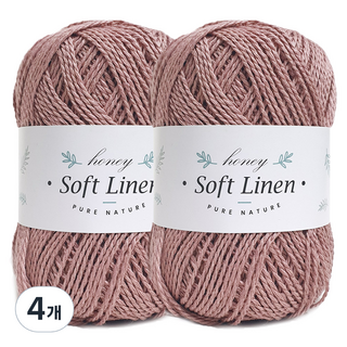 니뜨 소프트 린넨 뜨개실 70g, 303 인디핑크, 4개