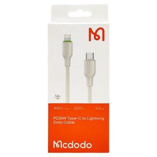 Mcdodo 麥多多 Alpha Type-C to Lightning 36W 矽膠快充線-米色, 1.2M, 帶充電指示燈, 1個