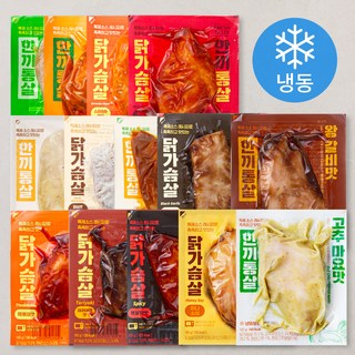 한끼통살 통살 소스 닭가슴살 14종 세트 (냉동), 100g, 1개입, 14개