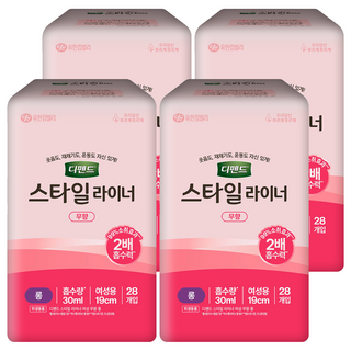 디펜드 여성용 스타일 라이너 성인기저귀 무향, 롱, 28개입, 4개