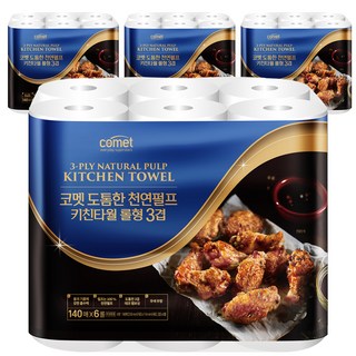코멧 도톰한 3겹 키친타올 롤형 140매, 24개