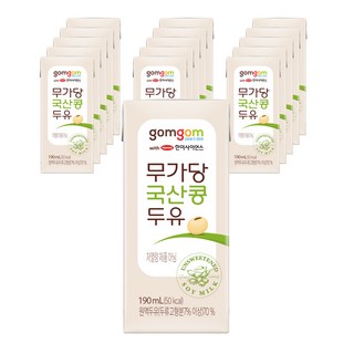 곰곰 무가당 국산콩 두유, 16개, 190ml