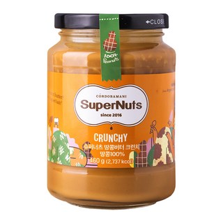 슈퍼너츠 100% 땅콩 피넛버터 크런치, 460g, 1개
