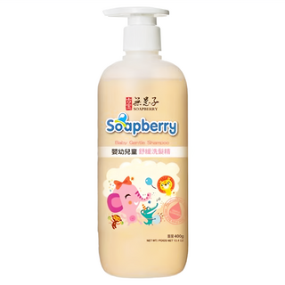 SOAPBERRY 古寶無患子 嬰幼兒童舒緩洗髮精, 溫和潔淨, 不流淚, 不刺激, 不含皂鹼, 不含石化界面活性劑, 400g, 1瓶