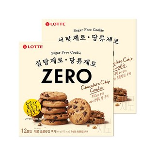 롯데제과 제로 초콜릿칩쿠키 12p, 168g, 2개