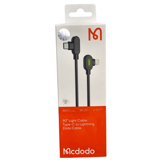 Mcdodo 麥多多 PD/Lightning/Type-C iPhone充電線 彎頭快充線 傳輸線 120cm 黑色 3A Max, 1個