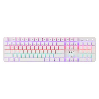 COX 교체축 레인보우 LED 게이밍 기계식 유선 일반형 키보드, 화이트, CK420, 갈축