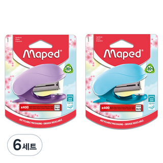 마패드 파스텔 미니 스테플러 + 심 400p 세트, 랜덤발송, 6세트