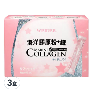 WEIDER 威德 海洋膠原粉 + 鐵 蜂蜜檸檬口味, 60包, 3盒