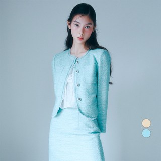 로엠 여성용 칼라리스 트위드 자켓